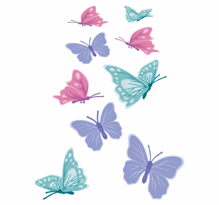 Pastel colour butterflies animal vinyl rug - TenStickers