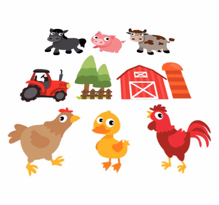Colorful farm animal vinyl rug - TenStickers