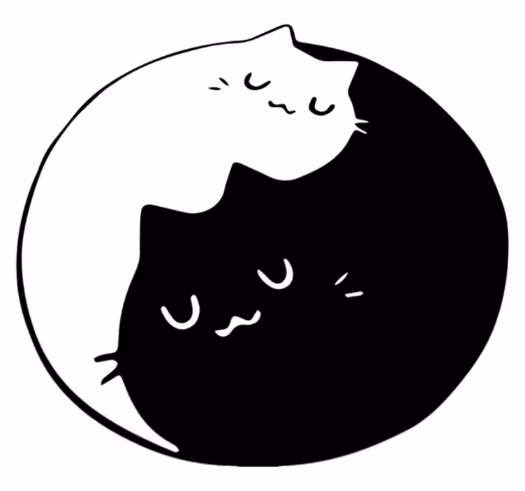 Animal vinyl rug yin yang cats design - TenStickers