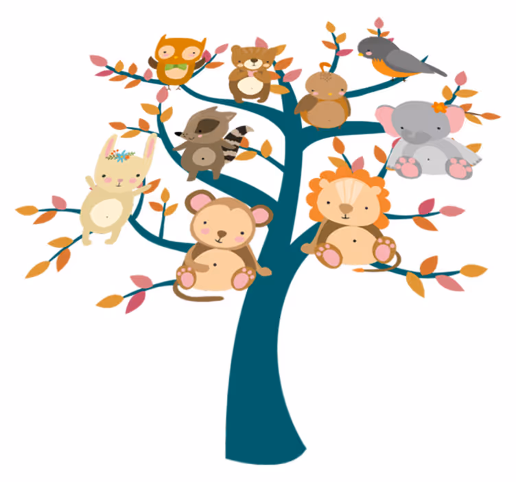 Animal vinyl rug tree with babies - TenStickers