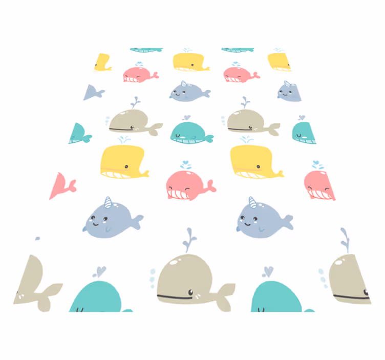 Baby colorful whales animal vinyl rug - TenStickers