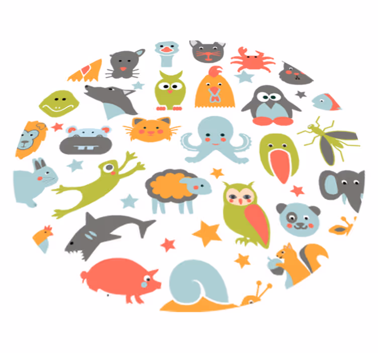 Animal vinyl rug animals in a circle - TenStickers
