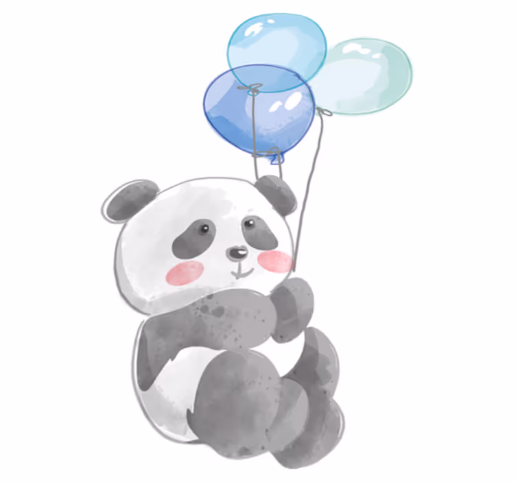 Baby banda holding three balloons animal vinyl rug - TenStickers