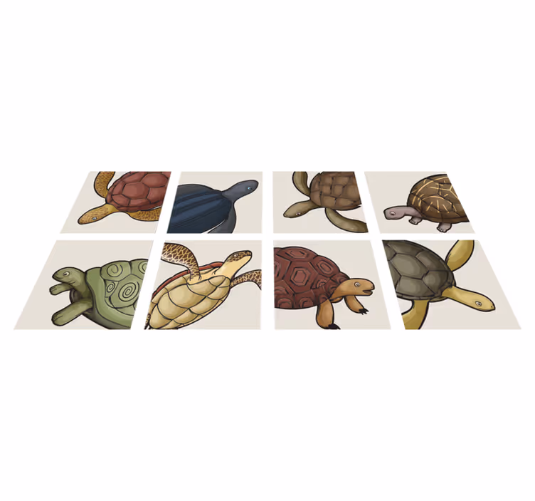 Animal vinyl rug with a variety of turtle designs - TenStickers
