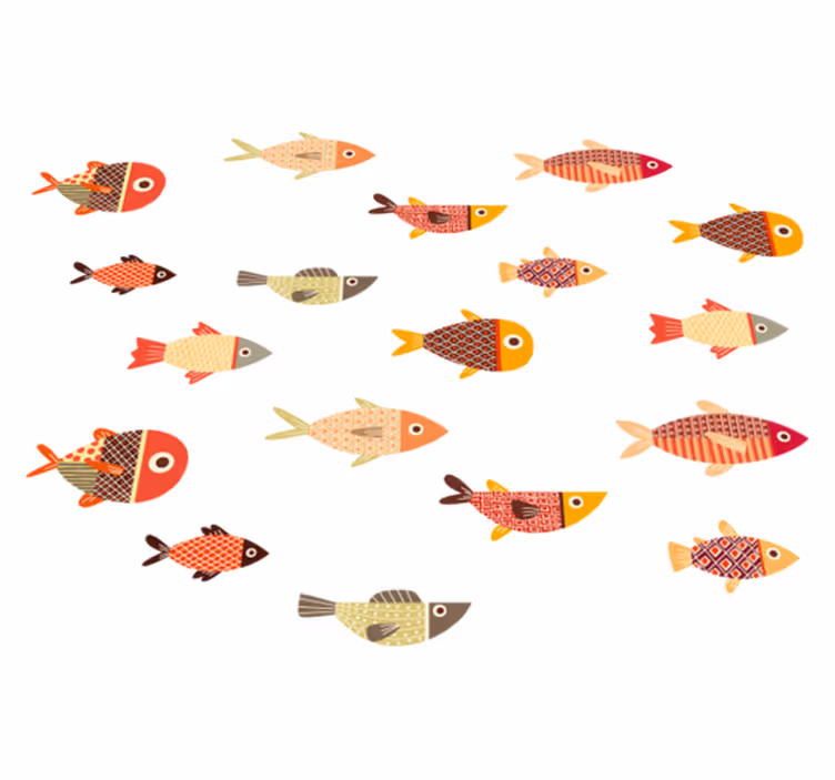 Round colorful fish animal vinyl rug - TenStickers