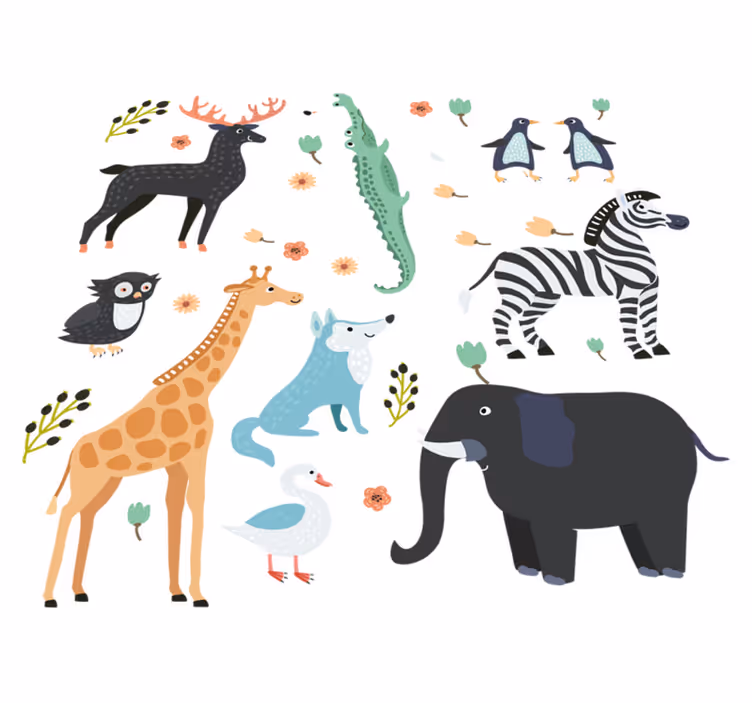 Animal vinyl rug happy animals in the park - TenStickers