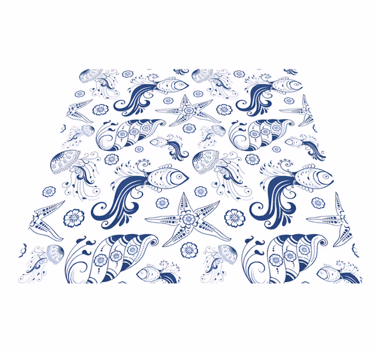 Ornamental sea life animal vinyl rug - TenStickers