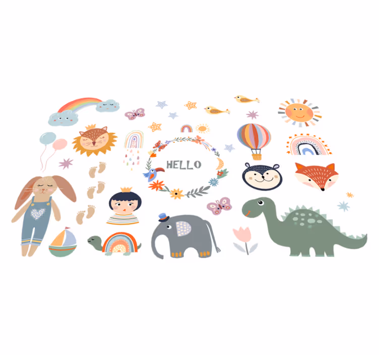 Kids floral animal vinyl rug - TenStickers