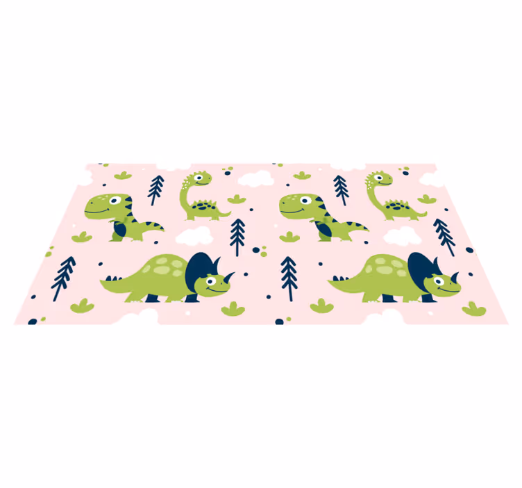 Animal vinyl rug little green dinosaurs - TenStickers