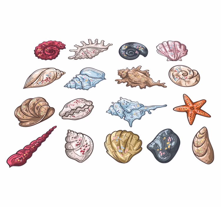Animal vinyl rug seashell drawings - TenStickers