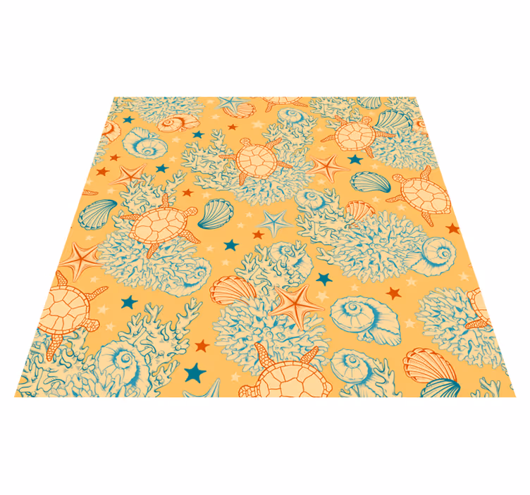Animal vinyl rug undersea life soft hues - TenStickers