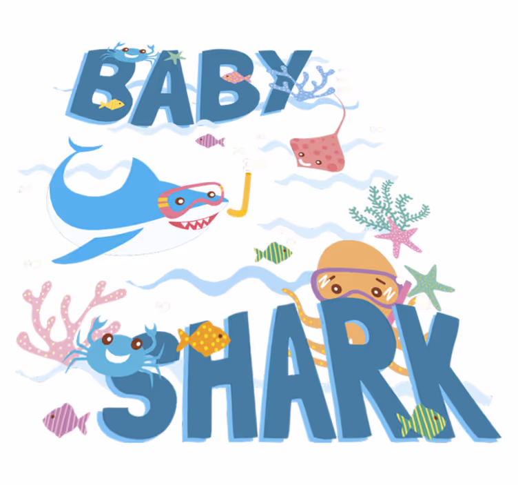 Baby blue shark animal vinyl rug - TenStickers