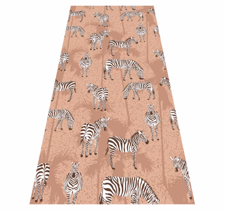 Zebra and palms brown animal vinyl rug - TenStickers