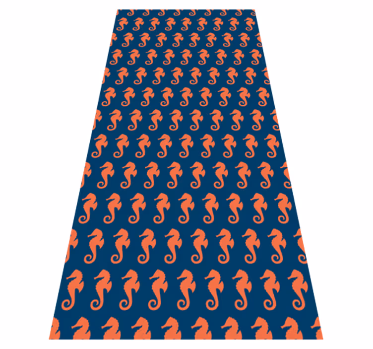 Animal vinyl rug with orange sea horse pattern - TenStickers