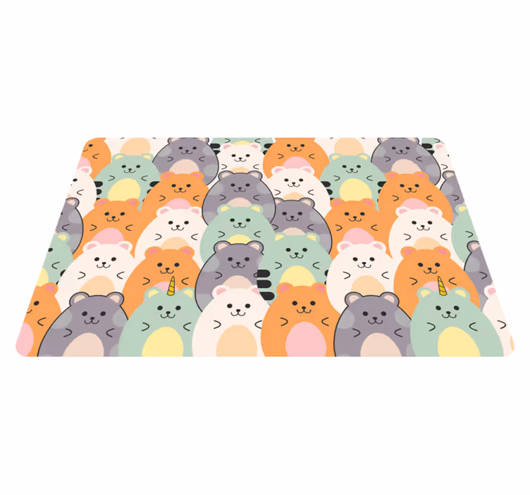Animal vinyl rug multicolor hamsters munching - TenStickers