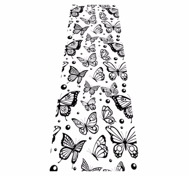 Monochrome butterflies and dots animal vinyl rug - TenStickers