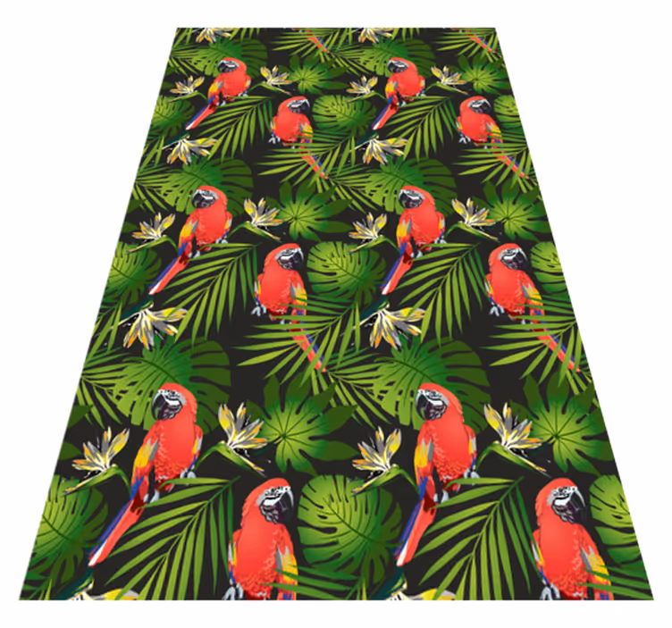 Colorful parrots on gray background animal vinyl rug - TenStickers