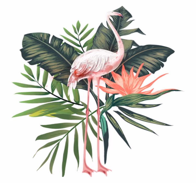 Animal vinyl rug in watercolour flamingo and leaves - TenStickers