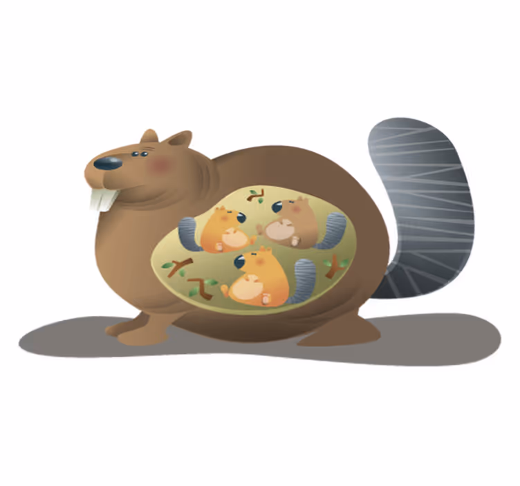 Squirrel mother animal vinyl rug - TenStickers