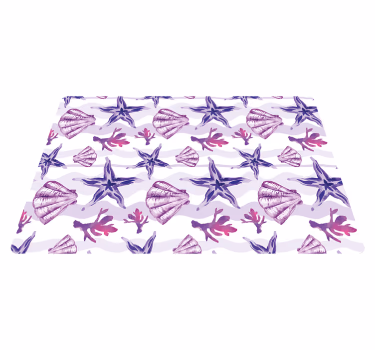 Animal vinyl rug purple seashell and starfish - TenStickers