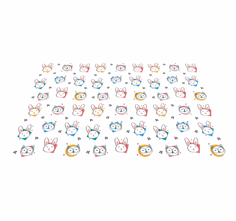 Animal vinyl rug owl rabbit design - TenStickers