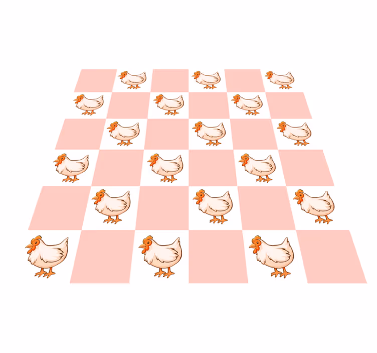 Animal vinyl rug featuring pink rooster squares - TenStickers