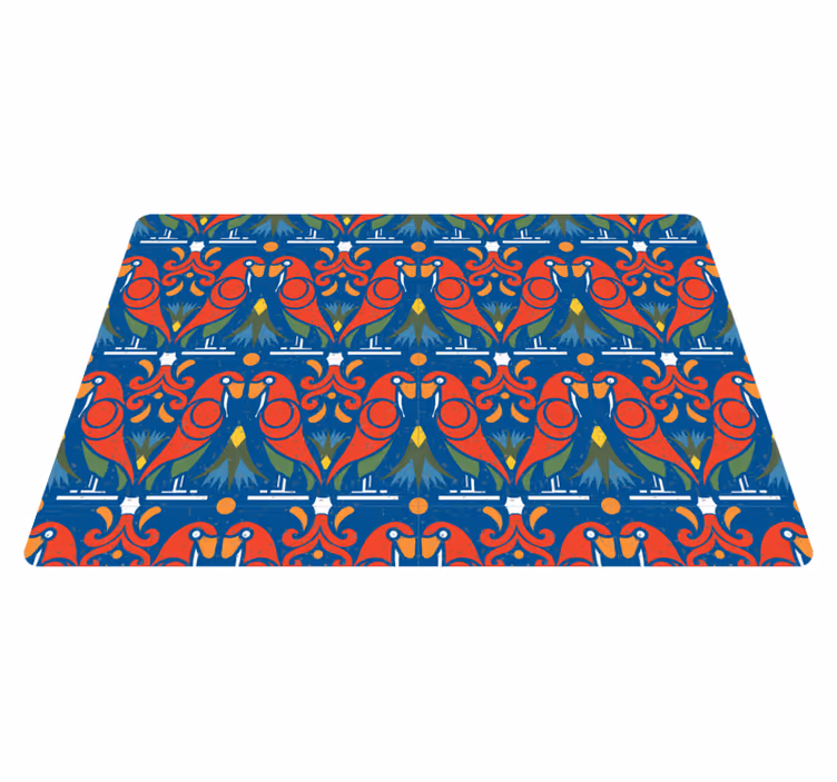 Animal vinyl rug with floral design on blue background - TenStickers