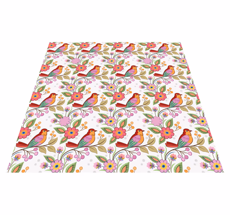 Animal vinyl rug featuring a red and orange bird - TenStickers