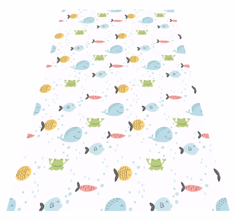 Animal vinyl rug with colorful fish design - TenStickers