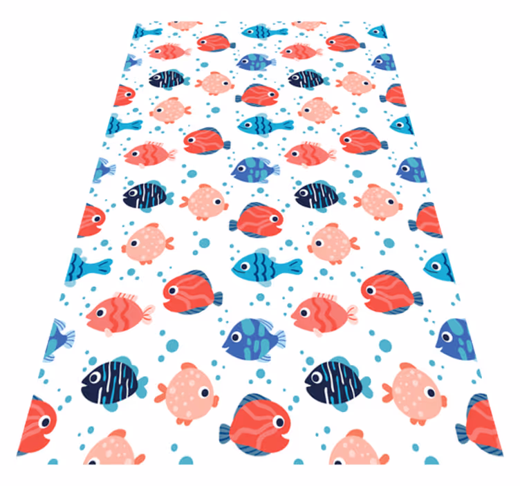 Animal vinyl rug pink and blue fishes - TenStickers