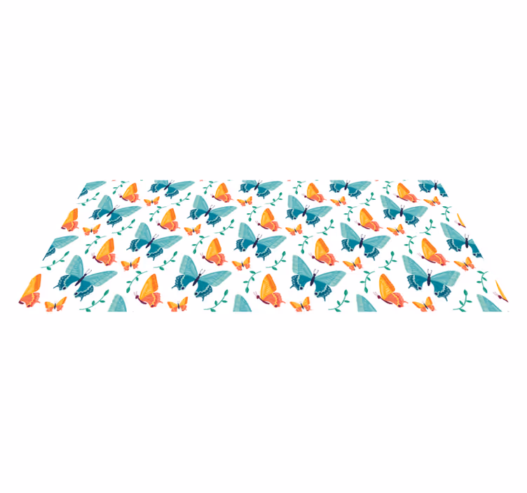 Lively butterfly design animal vinyl rug - TenStickers