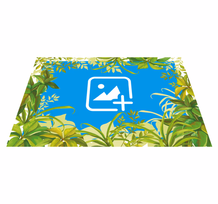 Animal vinyl rug cat among greenery - TenStickers