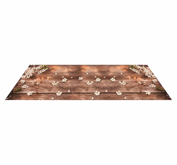 Kitchen vinyl rug floral wood scatter - TenStickers