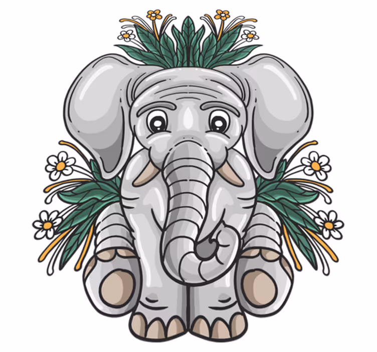 Animal vinyl rug cute elephant design - TenStickers