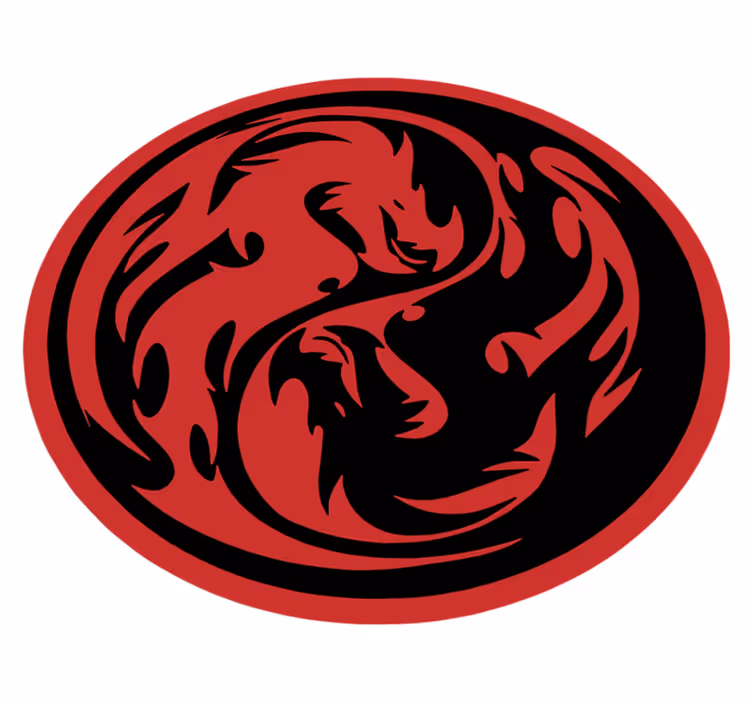 Yin yang dragons animal vinyl rug - TenStickers