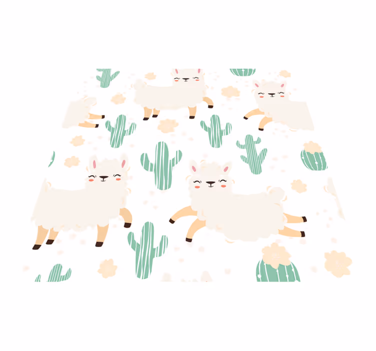 Cute llamas and cacti animal vinyl rug - TenStickers