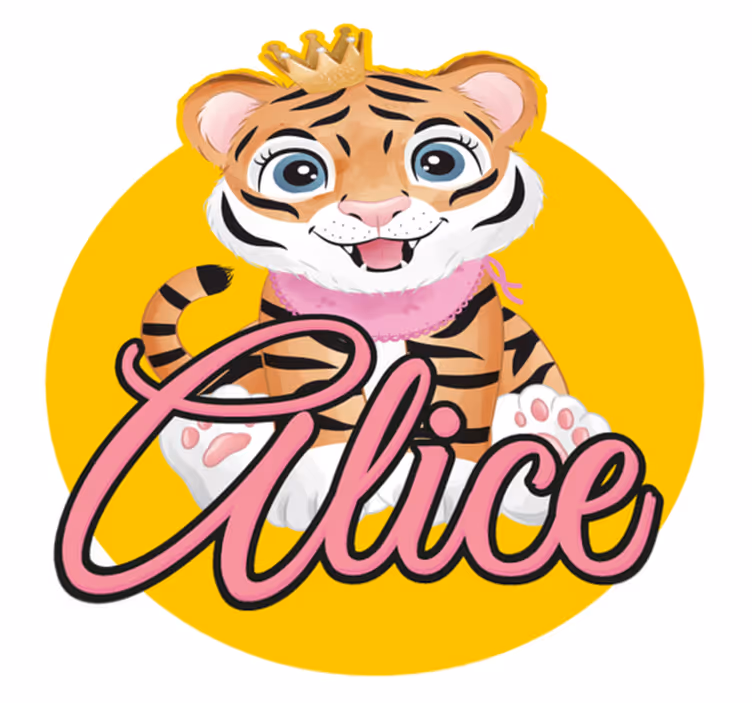 Animal vinyl rug cute tiger illustration - TenStickers