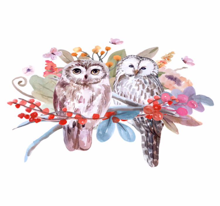 Owls in nature animal vinyl rug - TenStickers