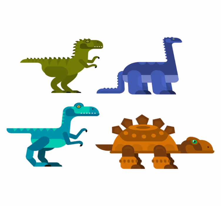 Animal vinyl rug with colorful moving dinosaurs - TenStickers