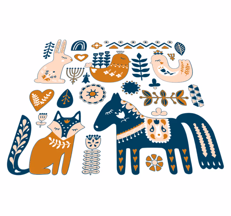 Animal vinyl rug with colorful animal designs - TenStickers