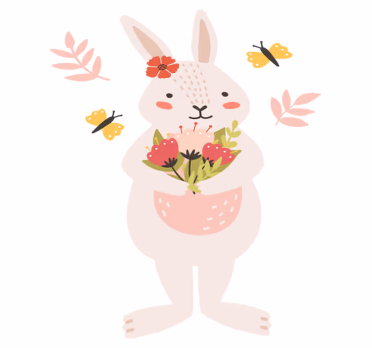 Adorable rabbit artwork animal vinyl rug - TenStickers