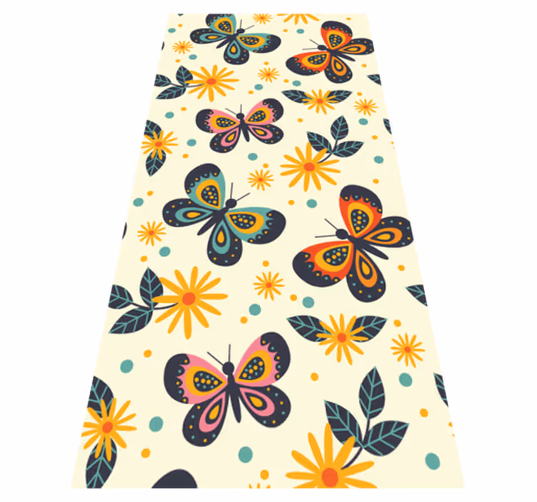 Animal vinyl rug with colorful butterfly prints - TenStickers