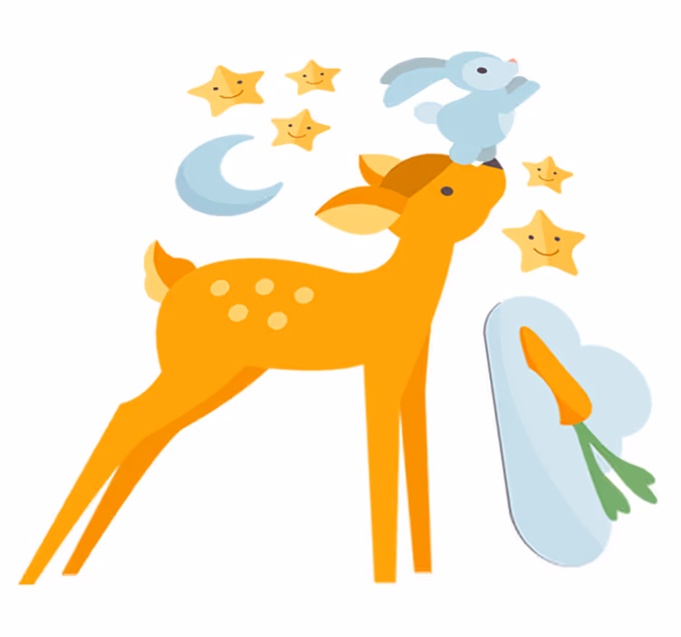 Animal vinyl rug featuring deer and bunny - TenStickers