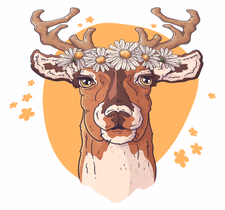 Flower stag animal vinyl rug - TenStickers