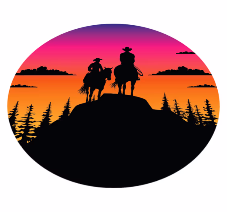 Animal vinyl rug mountains wild west and horses - TenStickers