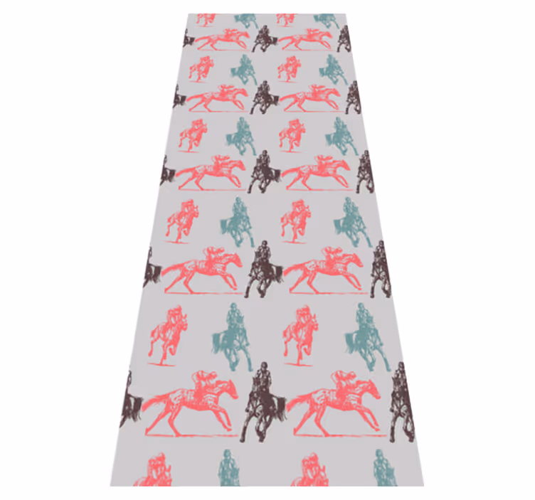 Animal vinyl rug with colorful horse pattern on gray - TenStickers