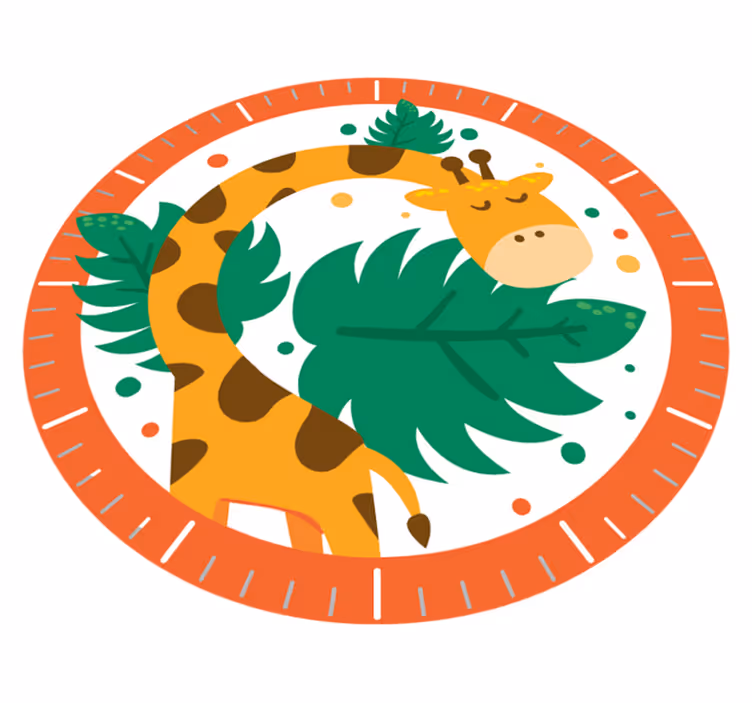 Animal vinyl rug with giraffe children's clock - TenStickers