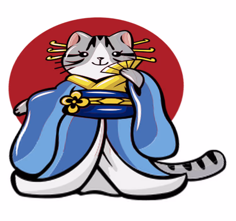 Japanese decorative cat animal vinyl rug - TenStickers