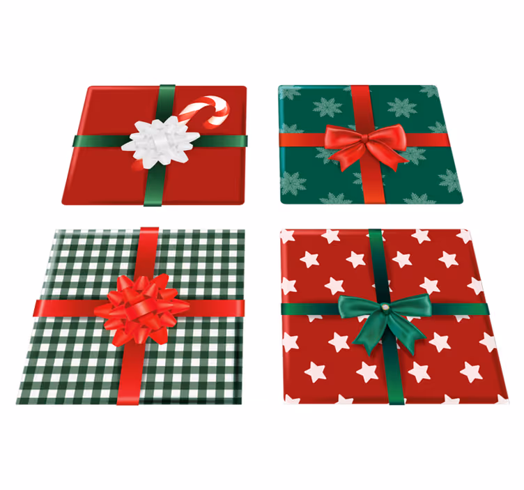 Christmas vinyl rug gift box set tiles - TenStickers