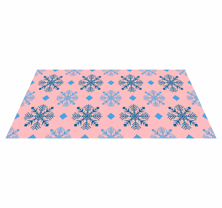 Christmas vinyl rug in pink and blue snowflakes - TenStickers